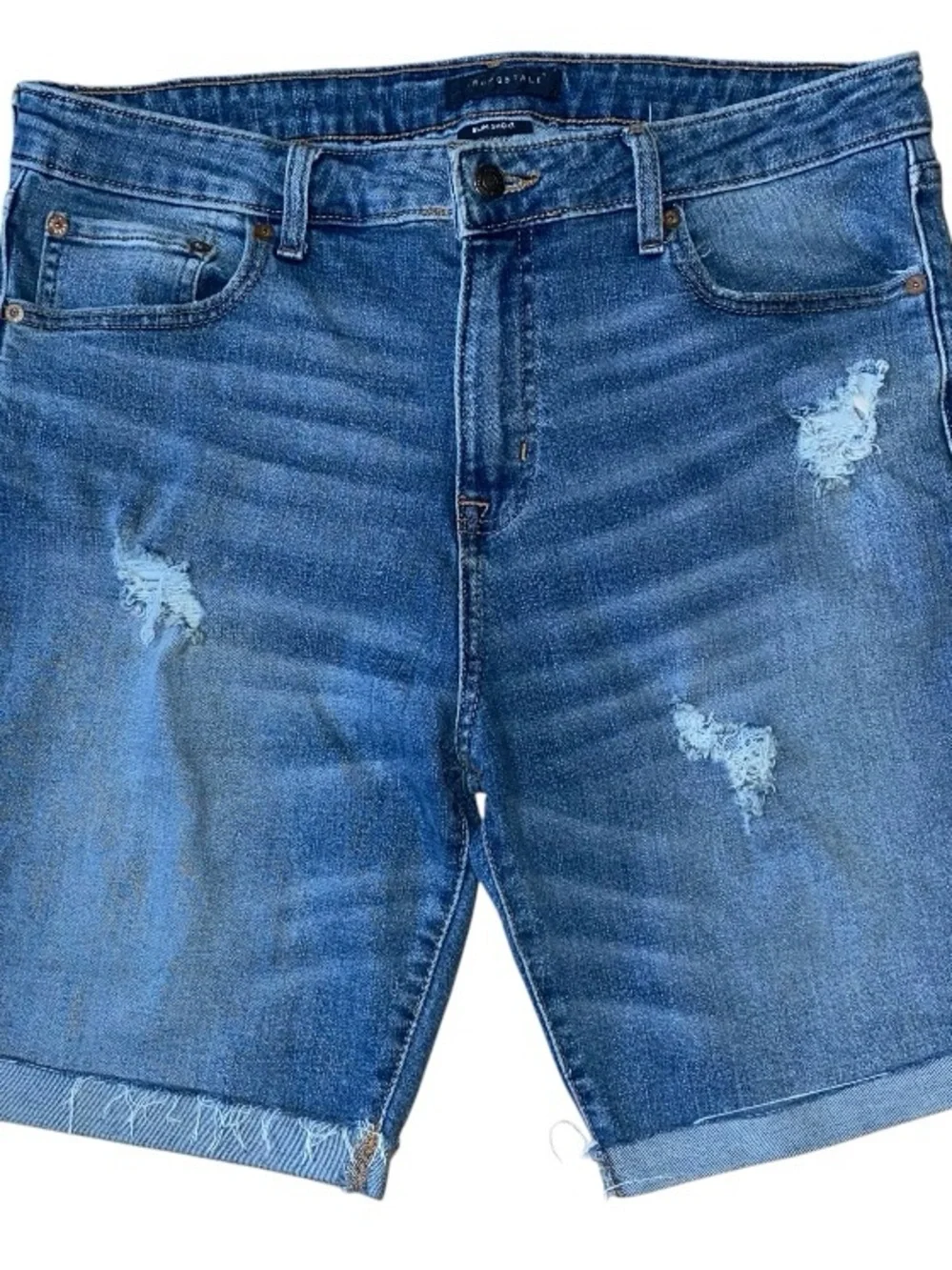 Aeropostale Slim Short Blue Distressed Denim Shorts Mens Size 36 (V-1)